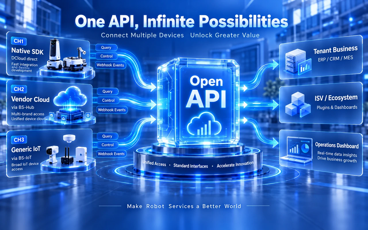 Open API three-source unified access diagram